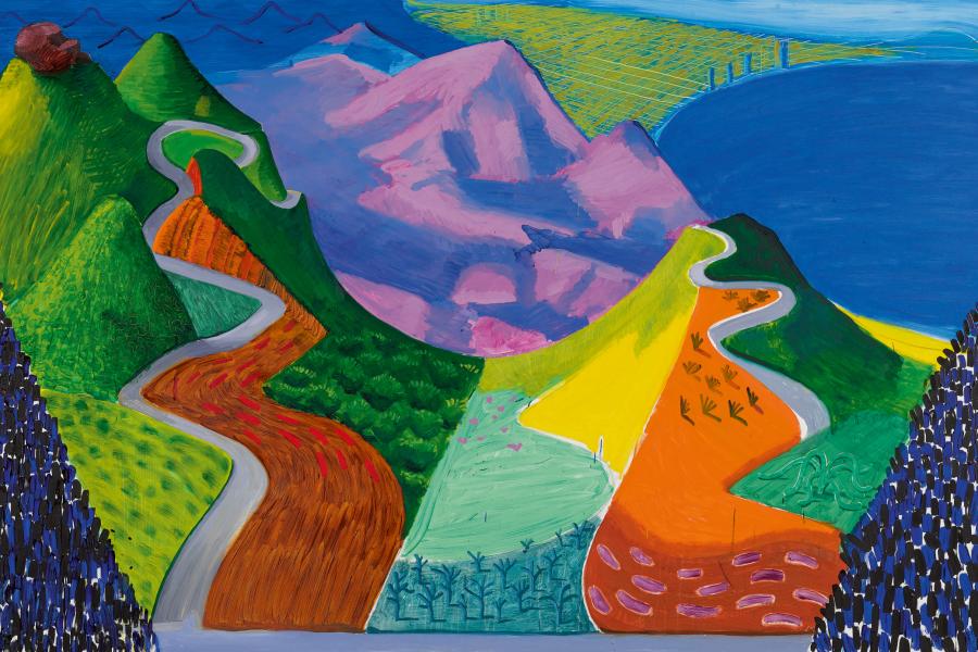 DAVID HOCKNEY, PACIFIC COAST HIGHWAY AND SANTA MONICA, 1990. ESTIMATE $20,000,000–30,000,000.