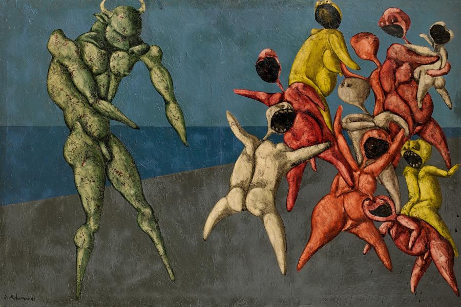 Bahman Mohasses, Il Minotauro fa Paura alla Gente per Bene, oil on canvas (est. £280,000-350,000)