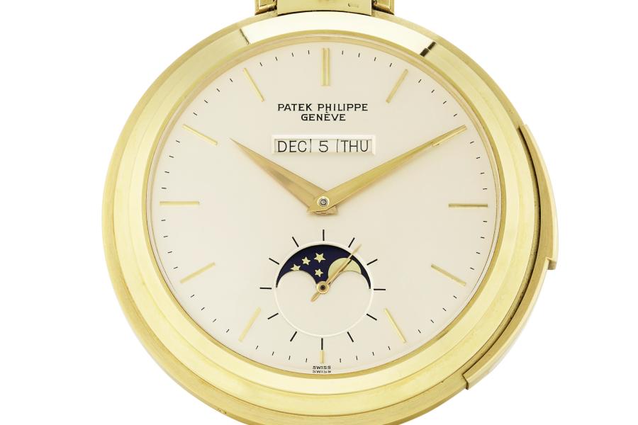 Lot 140 - Patek Philippe - Yellow gold open-faced minute repeating perpetual calendar watch with moon-phases - Important Watches - 13 May 18