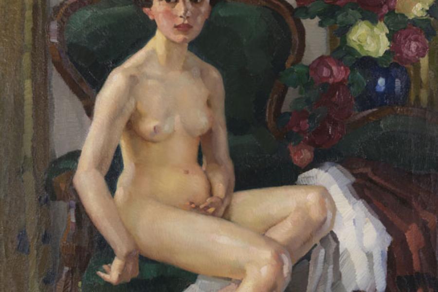 € 65.625* Aufruf: € 50 .000 Nr. 72: Leo Putz – Auf dem Sofa II (Gusti)