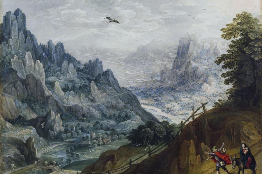 Tobias Verhaecht, Nachfolger (1561 – 1630) Landschaft mit der Flucht nach Ägypten (ohne Datum) Öl auf Eichenholz, 37 x 48 cm © Hamburger Kunsthalle / bpk Photo: Christoph Irrgang