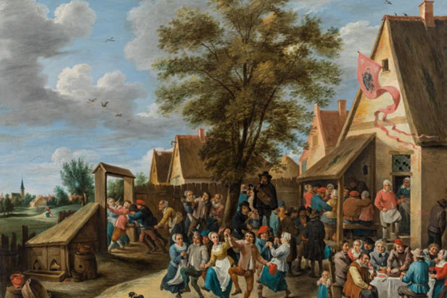 0056 Abraham Teniers Kirmesfest mit fröhlich tanzenden Dorfleuten Schätzpreis € 50.000 - 100.000  Meistbot € 70.000 (ohne Aufgeld)