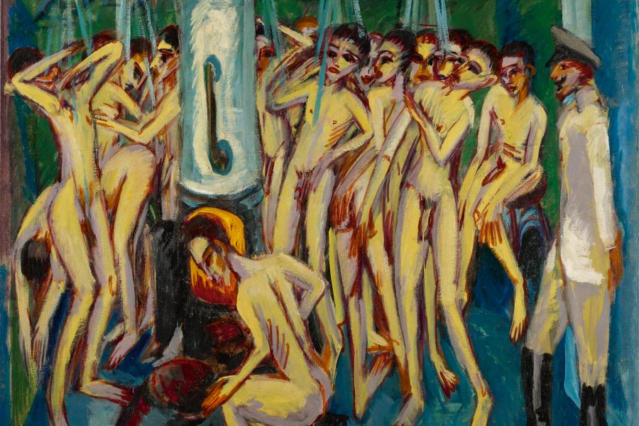 9930 Lot 22, Ernst Ludwig Kirchner, Das Soldatenbad (Artillerymen), Oil on canvas, 1915