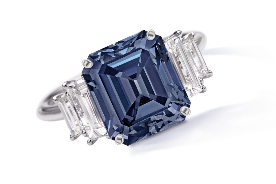 Ai Diamond -  A Rare and Important Fancy Vivid Blue Diamond and Diamond Ring