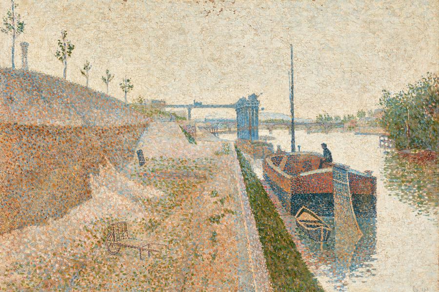 Paul Signac  (1863–1935) Quai de Clichy 1887 Öl auf Leinwand 46 × 65,5 cm www.lostart.de/DE/Fund/532975  Legat Cornelius Gurlitt 2014, Provenienz bislang nicht aufklärbar Foto: Mick Vincenz © Kunst- und Ausstellungshalle der Bundesrepublik Deutschland GmbH