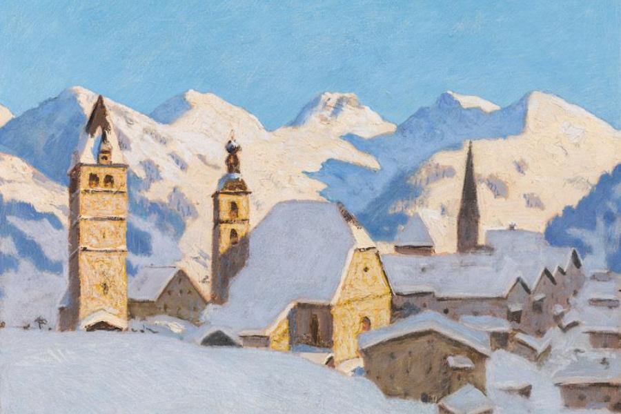 Alfons Walde* (1891 – 1958) Kitzbühel im Winter, 1925 Öltempera auf Papier auf Karton 44,5 x 58 cm Zuschlag: € 190.000 Kaufpreis: € 365.400