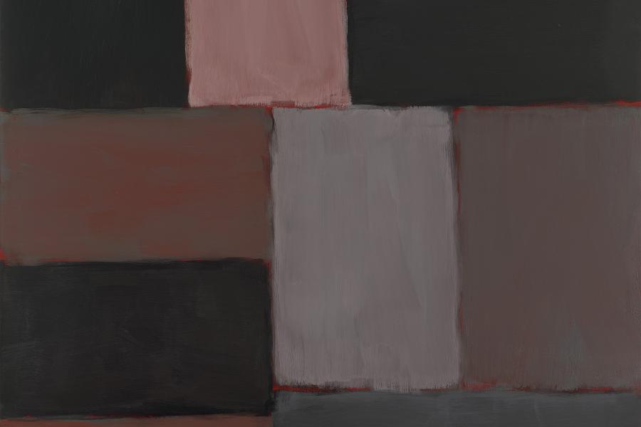 Lot 216 Sean Scully Wall of Light Pink Grey Sky signed, titled and dated 2011 on the reverse oil on canvas 84 5/8 by 74 7/8 in. 215 by 190 cm. Estimate $800,000/1.2 million Sold or $860,000