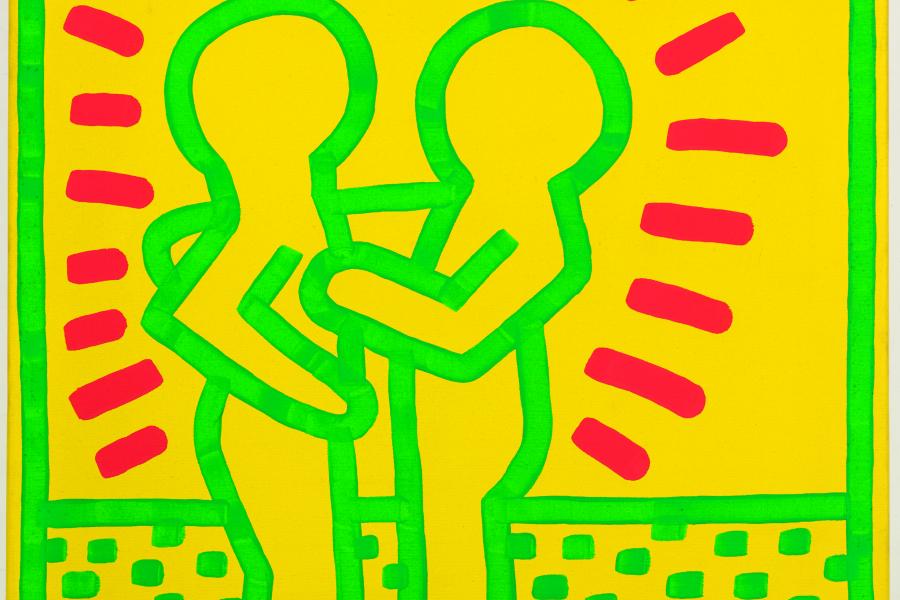 Lot 182- Keith Haring, Untitled, 1983 acrylic on canvas, 80 by 80 cm