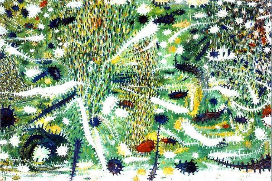 Gunter Damisch, WeissfeldweltenInnererFrühling, 2000-2001, oil on canvas, 210x195 cm