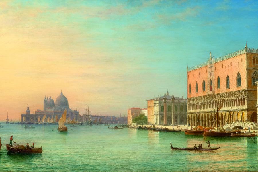 3226 CARL MORGENSTERN Venedig mit Blick auf den Dogenpalast. 1863. Öl auf Leinwand. 54 x 89 cm. Ergebnis: CHF 72 000