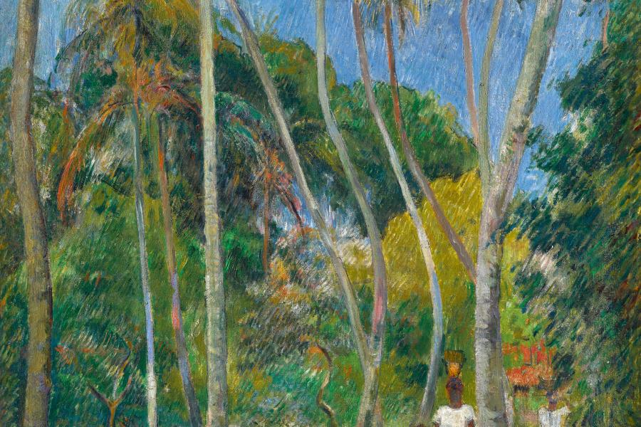 Lot 18 Lumières: The Levy Family Collection Paul Gauguin Chemin sous les palmiers Signed P. Gauguin and dated 87 (lower right) Oil on canvas 35 by 23 1/2 in. 89 by 59.5 cm Painted in 1887. Estimate $6/8 million