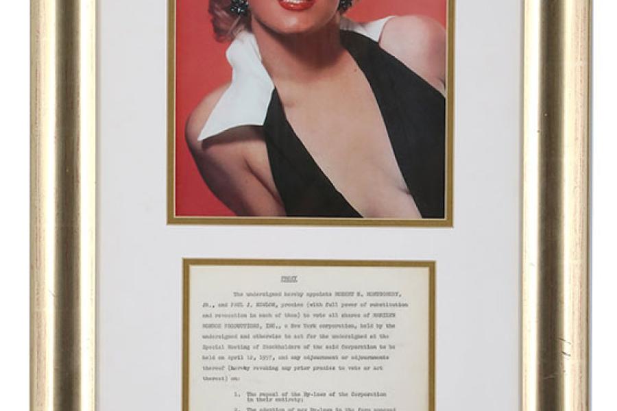 Mit ihrer Signatur hat Marilyn Monroe das Ende der Partnerschaft mit Milton Greene besiegelt.