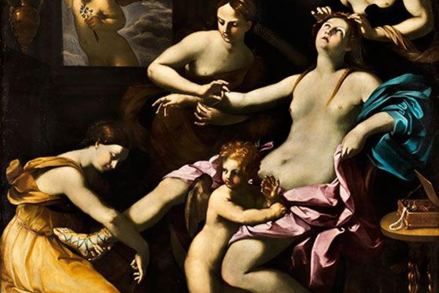 Guido Reni, 1575 Bologna "" 1642 ebenda TOILETTE DER VENUS Öl auf Leinwand. 245 x 206 cm. Um 1622/ 23. Schätzpreis:	1.500.000 - 2.500.000 EUR