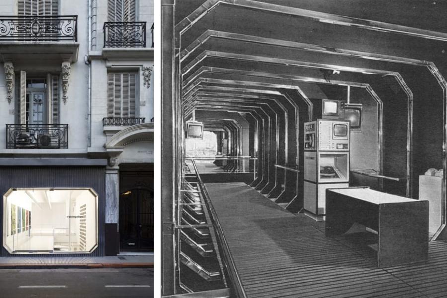 Now and then: waldengallery's distinctive facade in Viamonte street in Buenos Aires, and the original interior as it appeared in 1972, during its heyday as the Centro de Arte y Comunicación. Historian María José Herrera writes that the organization rallied architects, scientists, and artists to ‘work together to try and configure an art that was brand-new, straight from a continent that was waiting to occupy its place in the world order.’ Images courtesy of waldengallery, Buenos Aires.