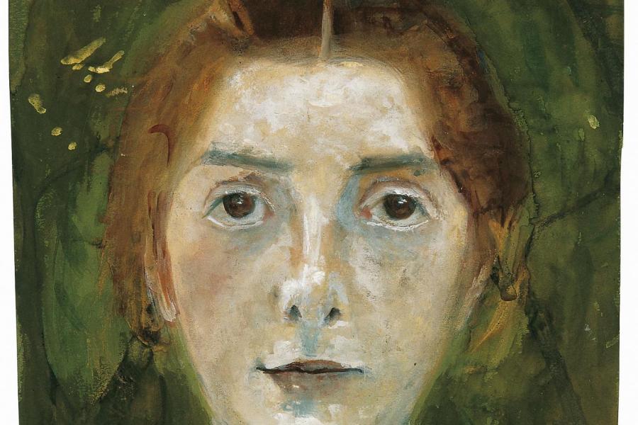 Paula Modersohn-Becker, Selbstbildnis frontal, um 1897, Aquarell, Paula-Modersohn-Becker-Stiftung, Bremen