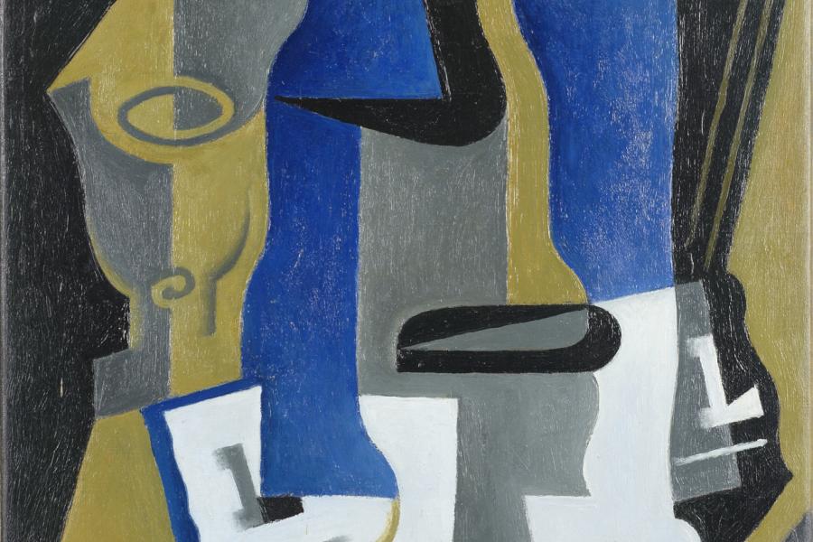 Juan Gris Carafe, verre et journal, 1919 40 x 33 cm Öl auf Leinwand / Oil on canvas mumok - Museum moderner Kunst Stiftung Ludwig Wien, Schenkung / donation Emanuel und / and Sofie Fohn, 1994 © mumok – Museum moderner Kunst Stiftung Ludwig Wien