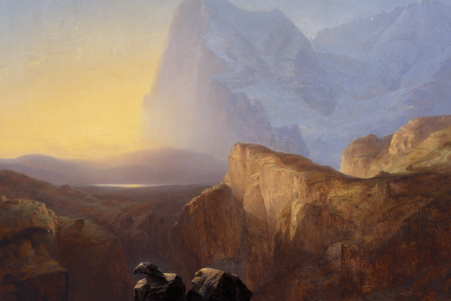 Alexandre Calame, Le Grand Eiger au soleil levant (Le Matin, vue du Grand Eiger), 1844 (Detail), Depositum der Schweizerischen Eidgenossenschaft, Bundesamt für Kultur, Gottfried Keller-Stiftung