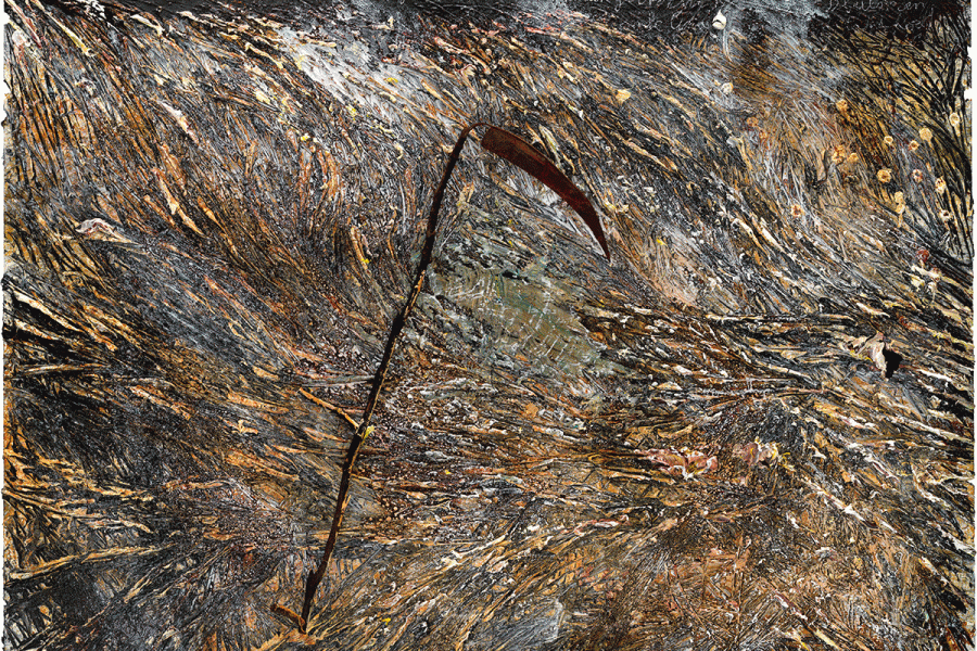 Anselm Kiefer, Für Walther von der Vogelweide – under der Linden an der Heide, 2019. Emulsion, oil paint, acrylic, shellac, chalk on canvas. 280 x 380 cm (110.24 x 149.61 in). © Anselm Kiefer.