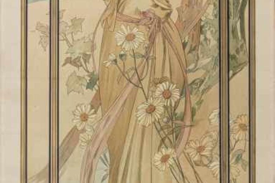 Alphonse Mucha, 'Éclat du jour' aus 'Heures du jour', 1899 'Éclat du jour' aus 'Heures du jour', 199  Aufrufpreis:	2.800 EUR Schätzpreis:	2.800 - 3.800 EUR