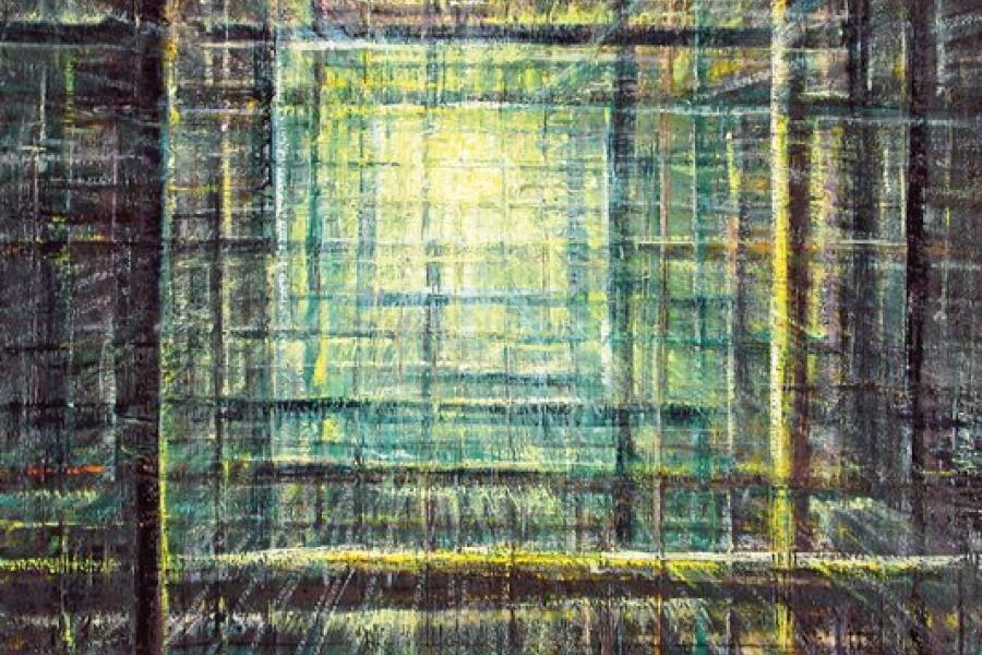 DE ES Schwertberger Tiefenlicht Öl auf Leinwand verso signiert und datiert 1990 90 x 100 cm