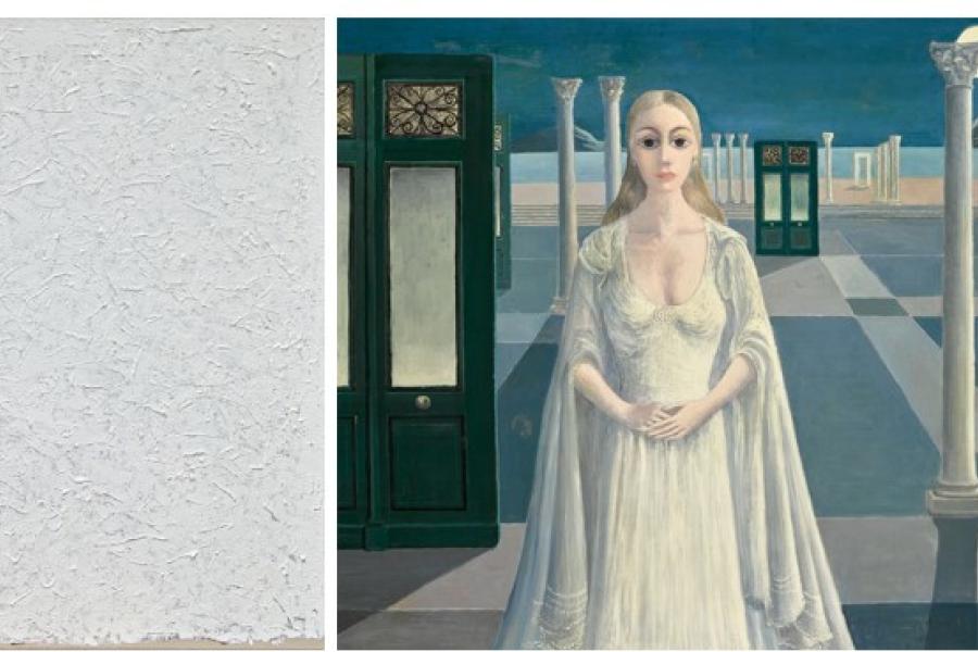 Illustrated from Left to Right: Robert Ryman, Contract, sold for $2.7 million; Paul Delvaux, L’Impératrice, sold for $1.2 million