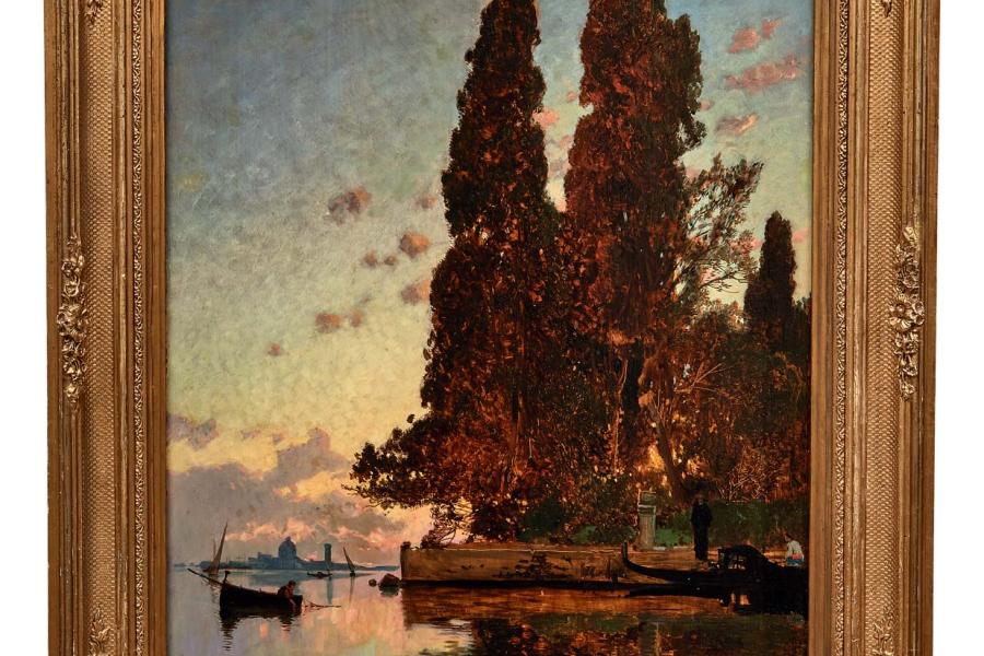 Hermann Corrodi: Insel vor Venedig im Abendlicht