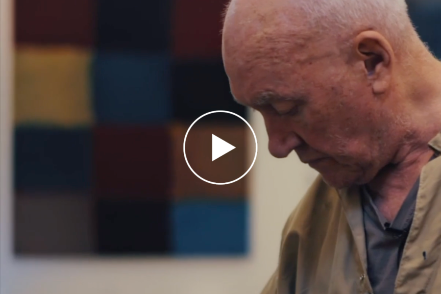 Sean Scully, 2020. Still from the video in his studio.