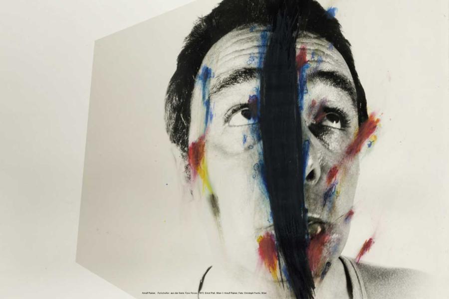 Arnulf Rainer, Farbstreifen aus der Serie Face Farces, 1972, Ernst Ploil, Wien © Arnulf Rainer, Foto: Christoph Fuchs, Wien