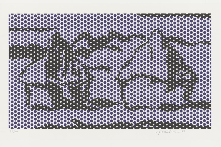 Roy Lichtenstein (1923–1997) Haystack # 3 (aus der Serie Haystacks #1–#7), 1969 Lithographie und Siebdruck, 52,5 x 78,1 cm Hamburger Kunsthalle, Kupferstich- kabinett / bpk © Estate of Roy Lichtenstein / VG Bild-Kunst, Bonn 2021 Foto: Christoph Irrgang