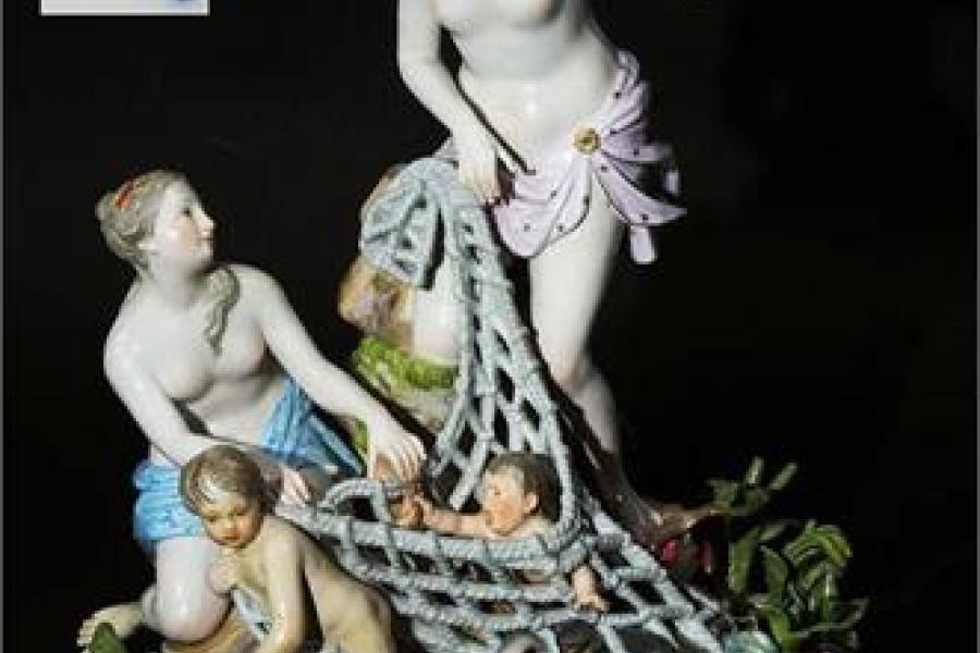 Große Figurengruppe "Der Tritonenfang". MEISSEN 1860 - 1923, 1. Wahl