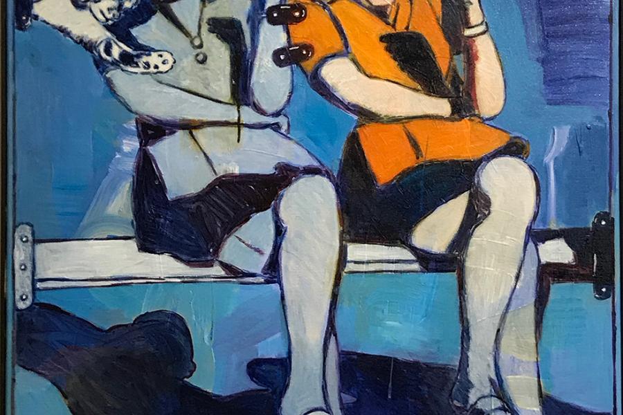 Sengl Peter schmiegt sich die Katze an den Hals 2019 FORUM KUNST contemporary