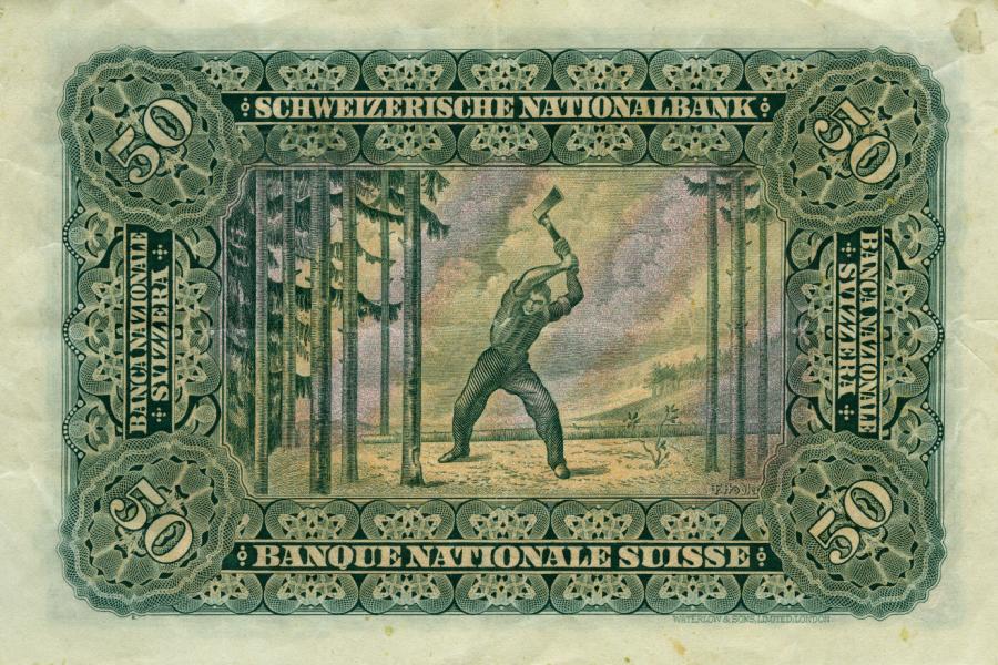 Ferdinand Holder, Holzfäller Die  50 Franken Banknote