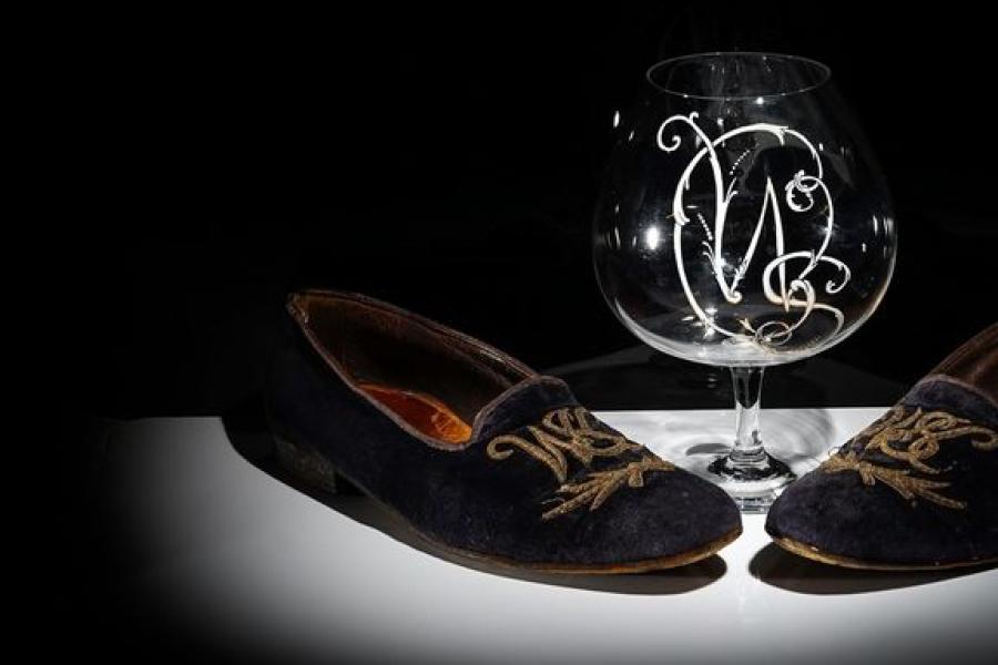 Lot 709 Sold for £32,000* Sir Winston Churchill’s monogrammed evening velvet slippers