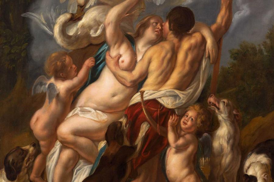 JACOB JORDAENS  Venus und Adonis.  Öl auf Leinwand. 197,5 × 155 cm.  Ergebnis: CHF 183 000