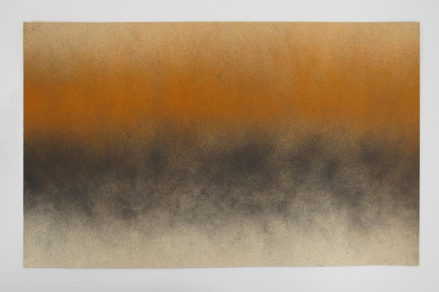 Bill Bollinger Unitled Spray Painting Orange and Black ca 1968