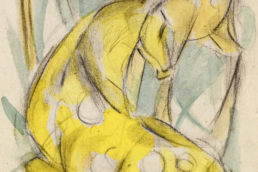 367 Franz Marc Zwei gelbe Tiere (Zwei gelbe Rehe), 1912/13. Aquarell und Bleistift Schätzpreis: € 200.000 - 300.000