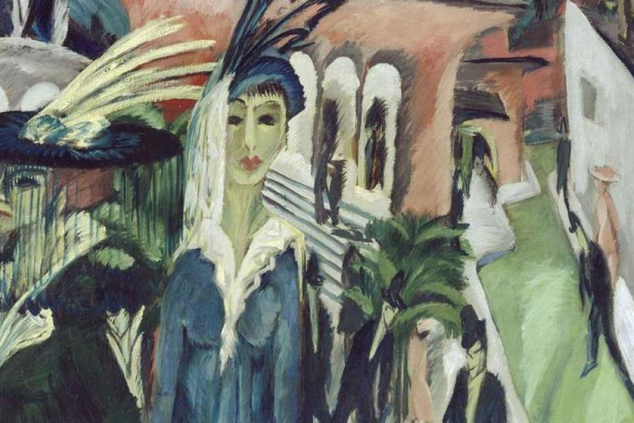 Ernst Ludwig Kirchner, Potsdamer Platz, Detail, 1914, Erworben mit Unterstützung der Bundesrepublik Deutschland, der Kulturstiftung der Länder, der Ernst von Siemens Kunststiftung, der Kultur-Stiftung der Deutschen Bank und anderer © Staatliche Museen zu Berlin, Nationalgalerie / Jörg P. Anders