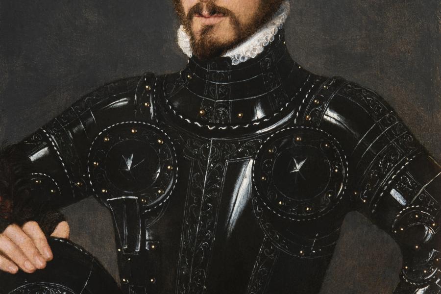 Attributed to Gillis Claeissens, Portrait of a Man in Armour , circa 1560