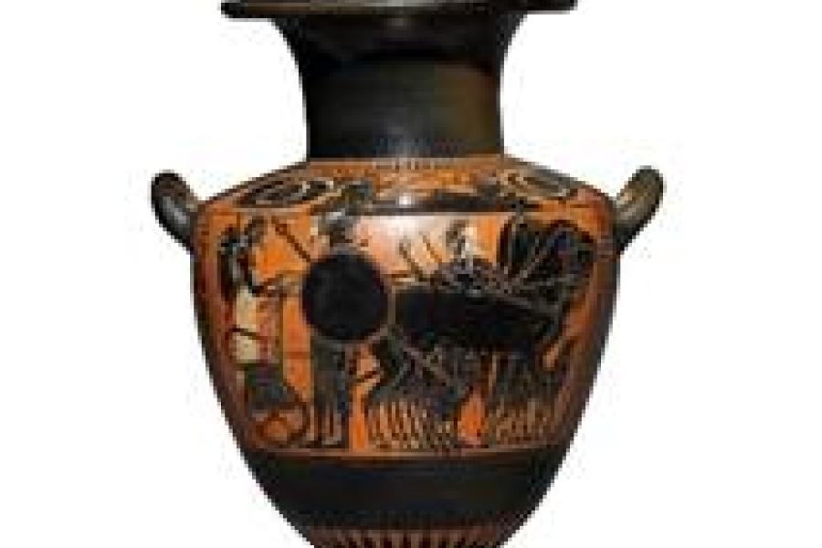 Attic black-figure hydria, attrib. to the Leagros Group, c. 525-500 BC at Kallos Gallery