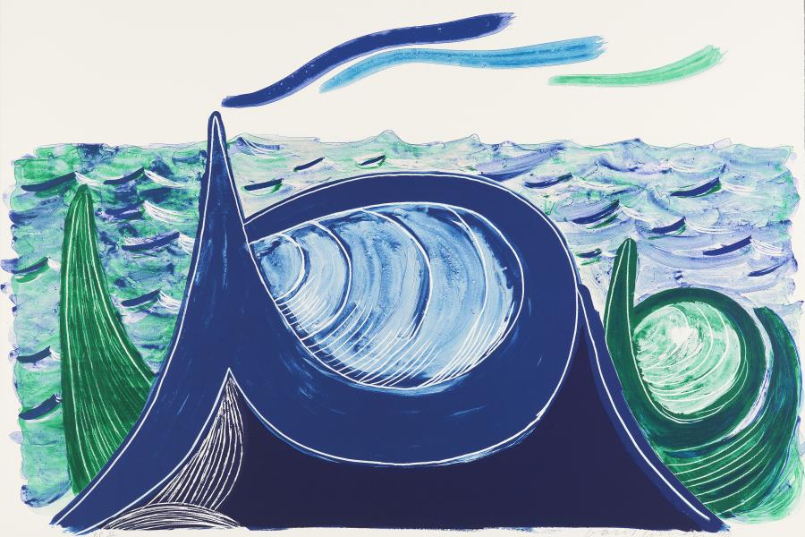 David Hockney, The Wave, A Lithograph, 1990 Lithografie auf Papier, 68.8 x 96.6 cm Tate: Schenkung des Künstlers 1993, © David Hockney / Tyler Graphics Ltd., Foto: Richard Schmidt