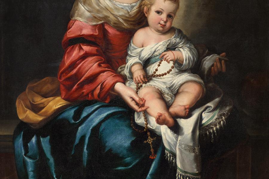 Bartolomé Esteban Murillo: Die Rosen- kranzmadonna aus dem Kloster Carmen Calzado in Sevilla.