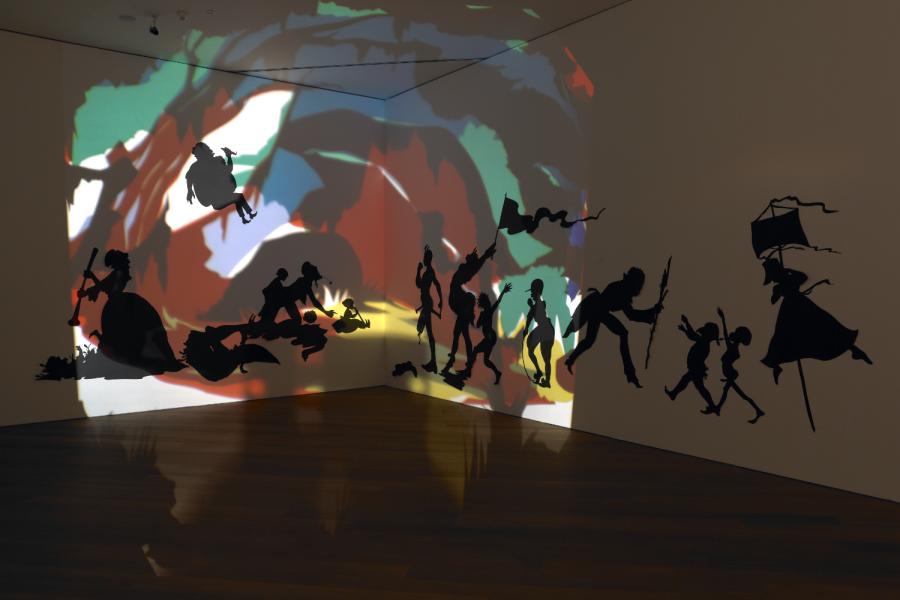 Kara Walker, Darkytown Rebellion, 2001, Collection MUDAM Luxemburg, Musée d’Art Moderne Grand-Duc Jean, Installationsansicht : « Le meilleur des mondes (du point de vue de la Collection MUDAM) », MUDAM Luxemburg, 31.01. – 23.05.2010. Foto: Andrés Lejona