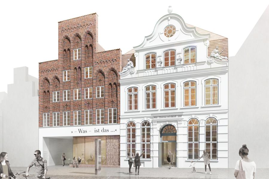 Das neue Buddenbrookhaus, Frontansicht Fassade, © TMH S Architekten