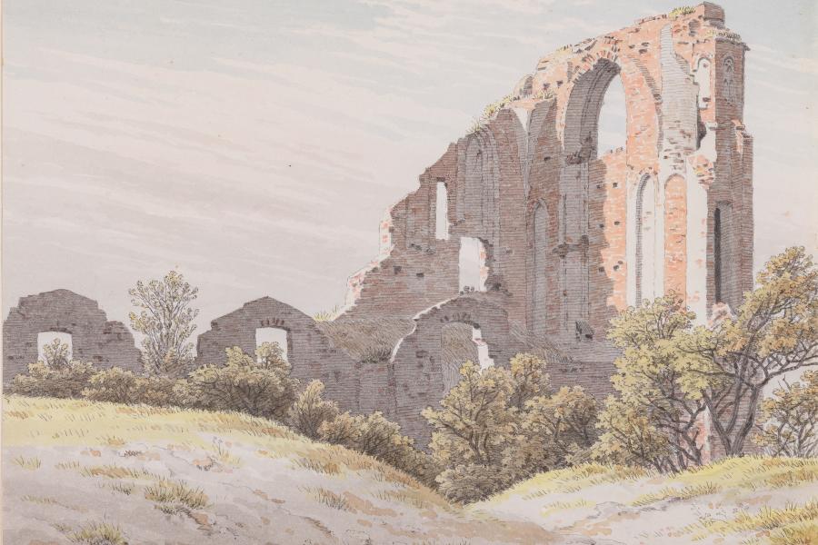 Caspar David Friedrich: Ruine Eldena, um 1828, Museum Georg Schäfer, Schweinfurt © bpk, Museum Georg Schäfer, Schweinfurt (Foto: Matthias Langer)