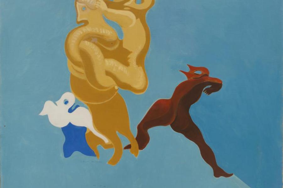 Max Ernst, Malédiction à vous les mamans, 1928, huile sur toile, 130,5 x 162,5 cm, Collection Nahmad, Photo : Collection Nahmad © Adagp, Paris, 2023