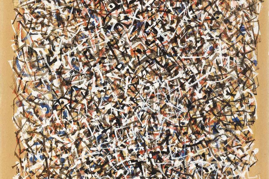 Mark Tobey (1890-1976) Stained Glass, 1956, Tempera auf Papier, 35,5 x 22,5 cm