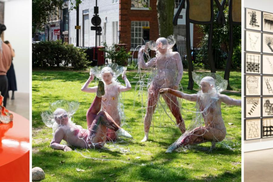 Visitors at Soft Opening; Li Hei Di, 'The Willow Tree' at Hoxton Square; Visitors at Hales Gallery. Photos: Linda Nylind. Courtesy of London Gallery Weekend.