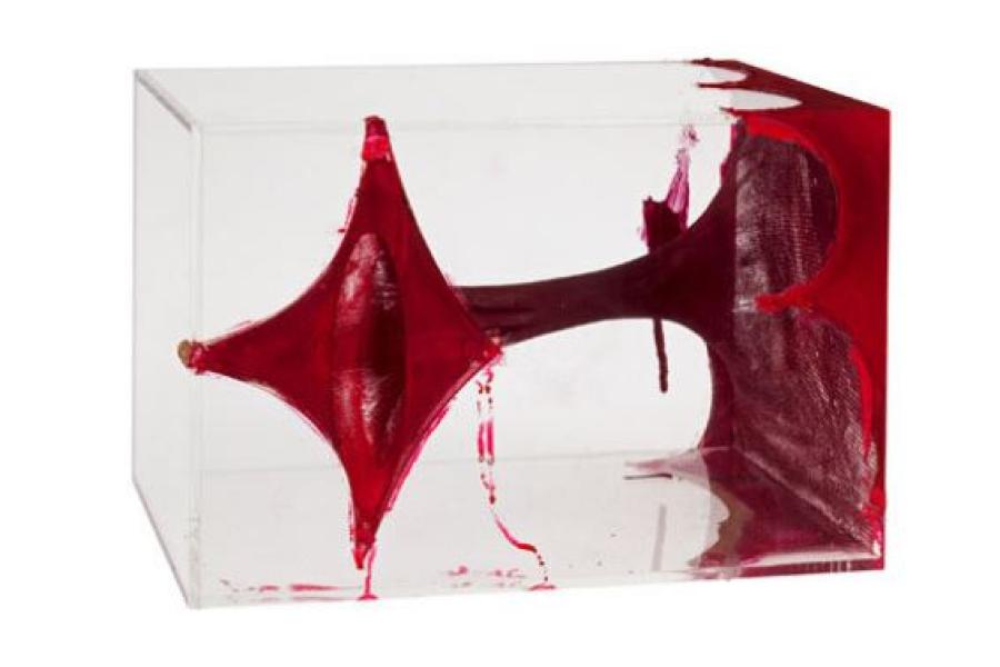 Anish Kapoor Ohne Titel | 2003 | Plexiglas und Strumpf, handkoloriert | 26 x 26 x 38 cm | Für Parkett 69 Taxe: € 3.000 – 5.000