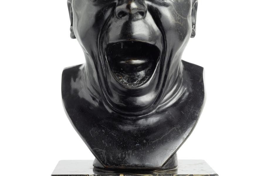 Messerschmidt, Franz Xaver, 1736-1783 Charakterkopf „Der Gähner“, ca. 1775, 45 x 19 x 22 cm Büste, Bronze, schwarz patiniert, Kunstpalast, Düsseldorf,© Kunstpalast, Düsseldorf, Foto: LVR-ZMB, Joshua Esters