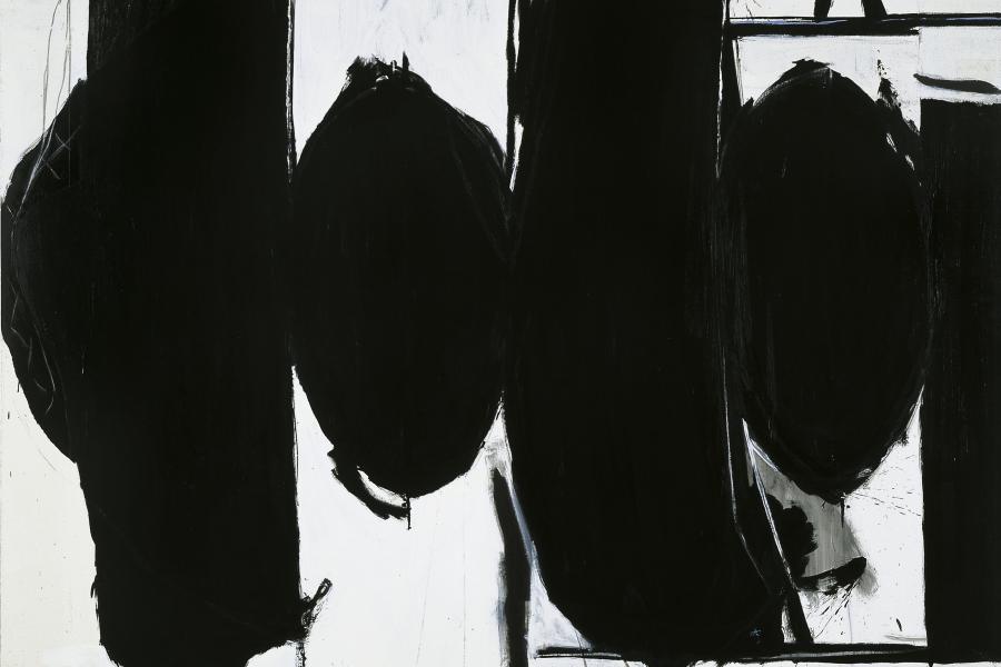 Robert Motherwell Elegy to the Spanish Republic, um 1962/1982 Magna und Acryl auf Leinwand 182,9 x 244,5 cm Modern Art Museum of Fort Worth. Museumsankauf, Friends of Art Endowment Fund © Copyright 2023 Dedalus Foundation, Inc./Licensed by Artists Rights Society (ARS), NY